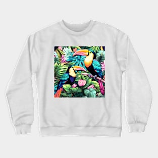 Tropical Toucans with Flowers Crewneck Sweatshirt